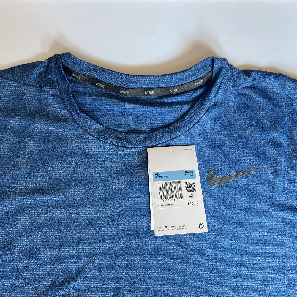 NIKE Men Dri-Fit Utility Static Training Tee Size Medium-Tall BLUE NWT MSRP $40 - Picture 8 of 11